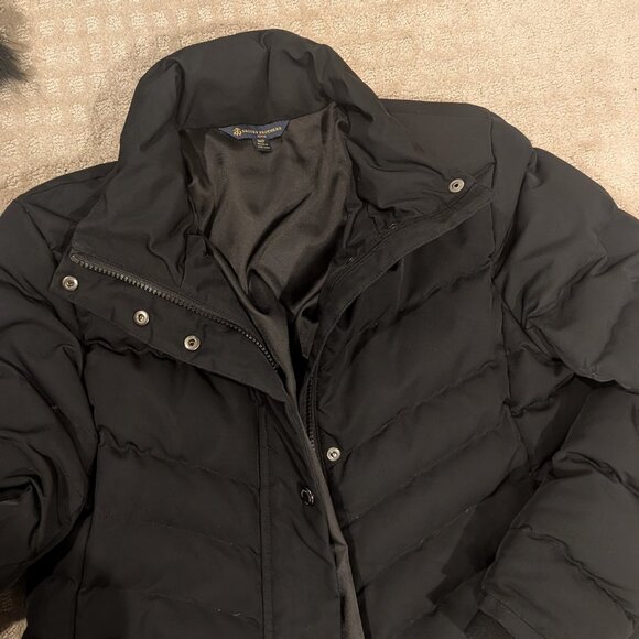 Brooks Brothers Black Puffer Down Jacket with Removable Hood - Women sz MP - Picture 4 of 9